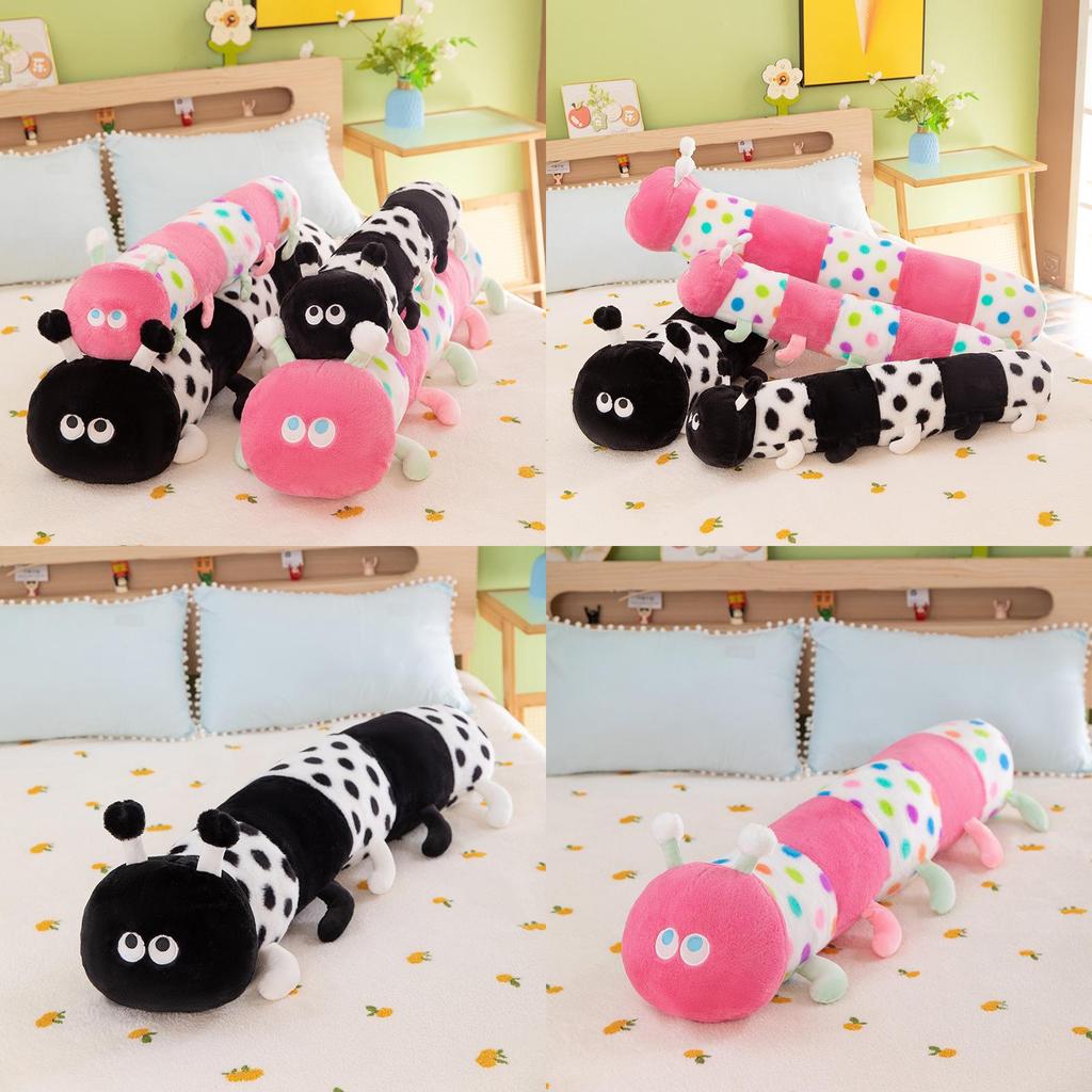 Cute Long Caterpillar Cushion With Short Plush Cover For Kids Room Decoration