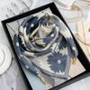 Womens Cotton Square Scarf With Magnetic Clasp Lightweight Winter Wrap Accessory Floral Print