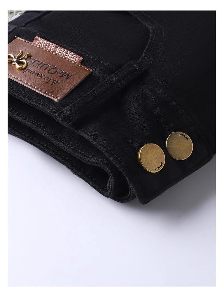 Damen High Waist Schwarze Micro-Flared Jeans für Frühling & Herbst 2025 - Schlankmachende Verdickte Schlaghosen für Birnenförmige Figuren.