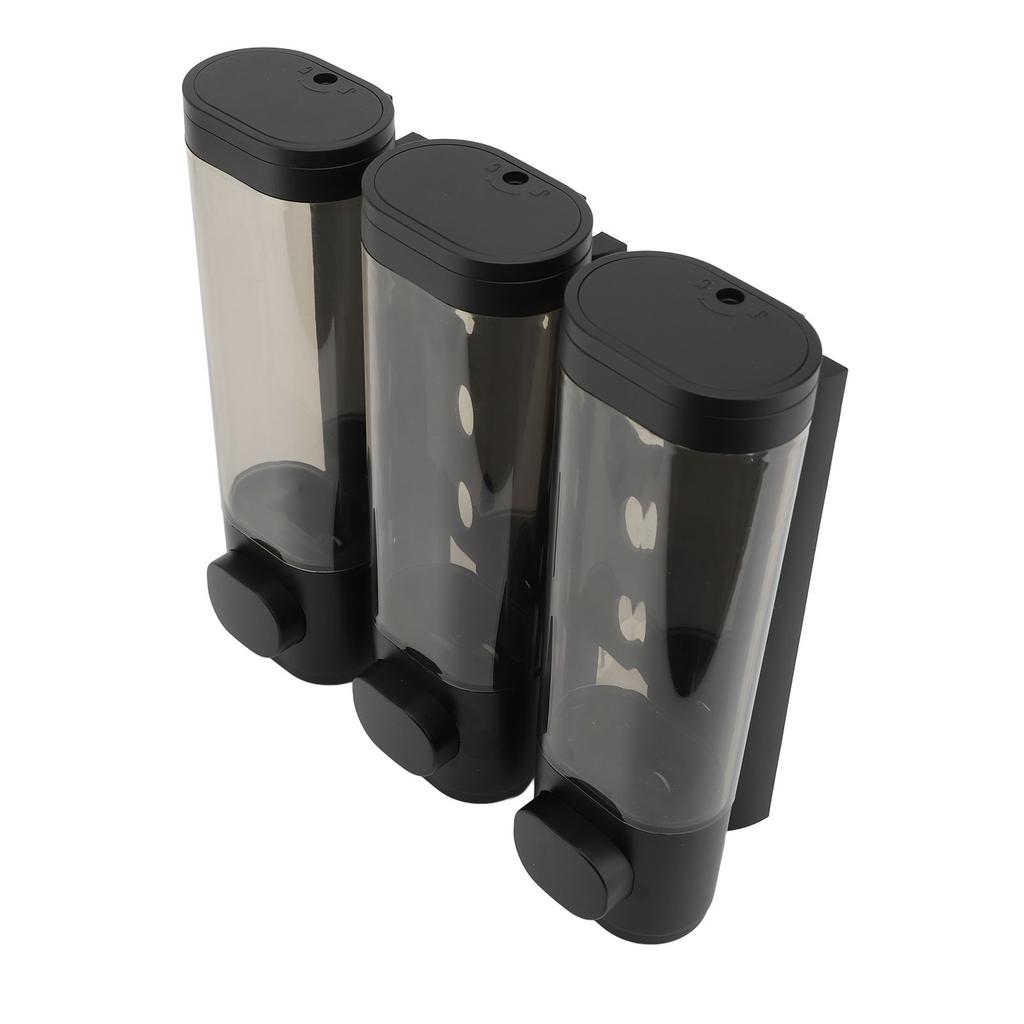 300ml 3 In 1 Press Liquid Soap Dispenser Wall Mount Bathroom Shower Shampoo Hair Conditioner Dispenser Container