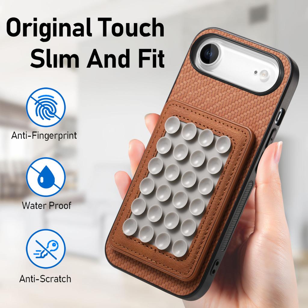 Etui na iPhone Air z teksturą włókna węglowego, skórzany tylny panel z magnetyczną odpinaną przyssawką