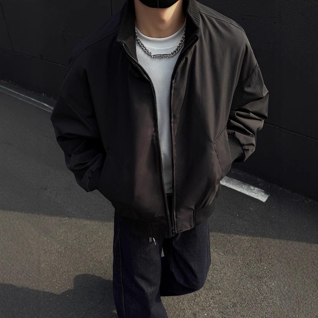 

Мужская короткая куртка-пилот армейского зеленого цвета - Свободный крой, бейсбольный стиль со стойкой XXXL чёрный