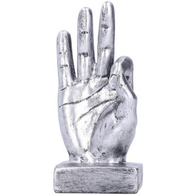 Harz Finger Statue OK Geste Skulptur Desktop Ornamente Zuhause Retro DekorationSilber