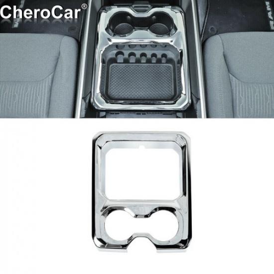 Center Water Cup Holder Decor Panel Cover Trim for Dodge Ram 1500 18+ Chrome ABS