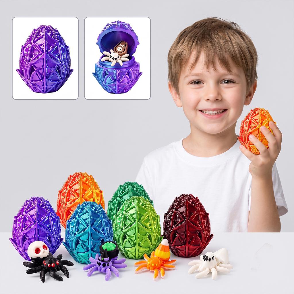 Christmas Halloween Spider Egg Set 3D Printed Toy For Party Decoration And Kids Gift