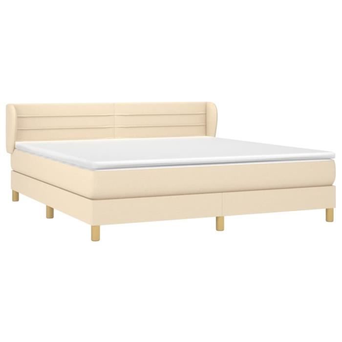 3126906 vidaXL Divan Bed with Mattress Cream 180x200 Cm Fabric