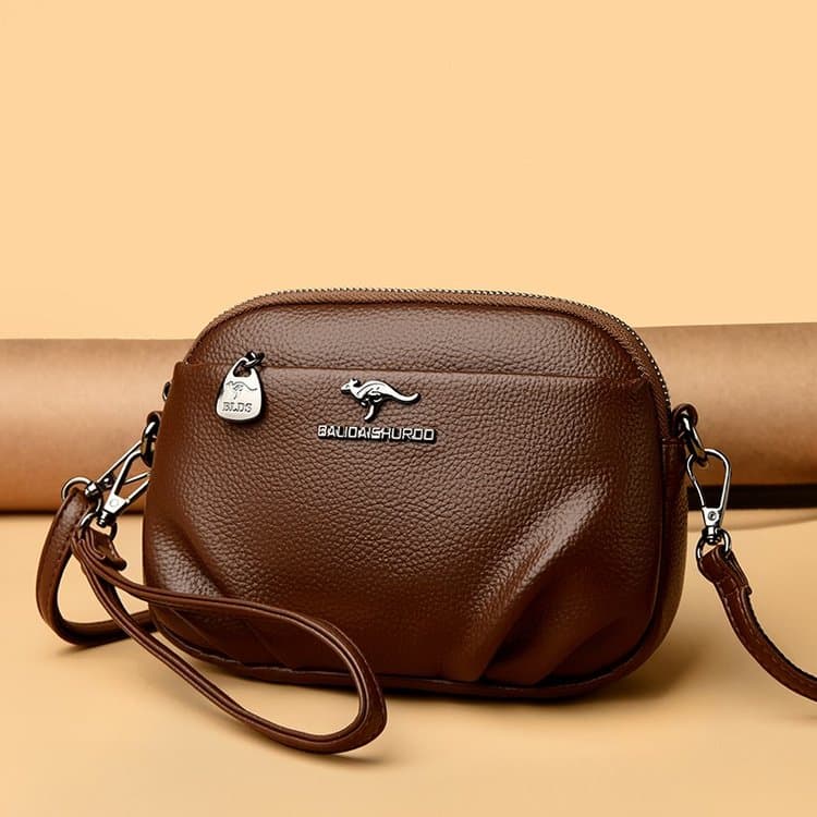Lychee Pattern Shell Crossbody Bag Shoulder Bag темно-коричневого