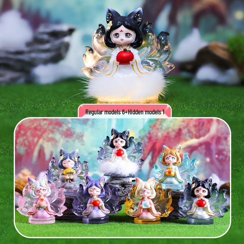 Nine-Tailed Fox Girl Fantasy Figurine: Ancient Wisdom Mystery Box Ornament