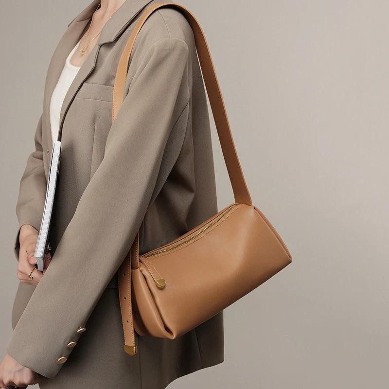 Damen Weiches Rindsleder Schulter-Achseltasche Damen Spaltleder Crossbody-Taschen Damen Lässig Designer Luxus Retro Handtasche