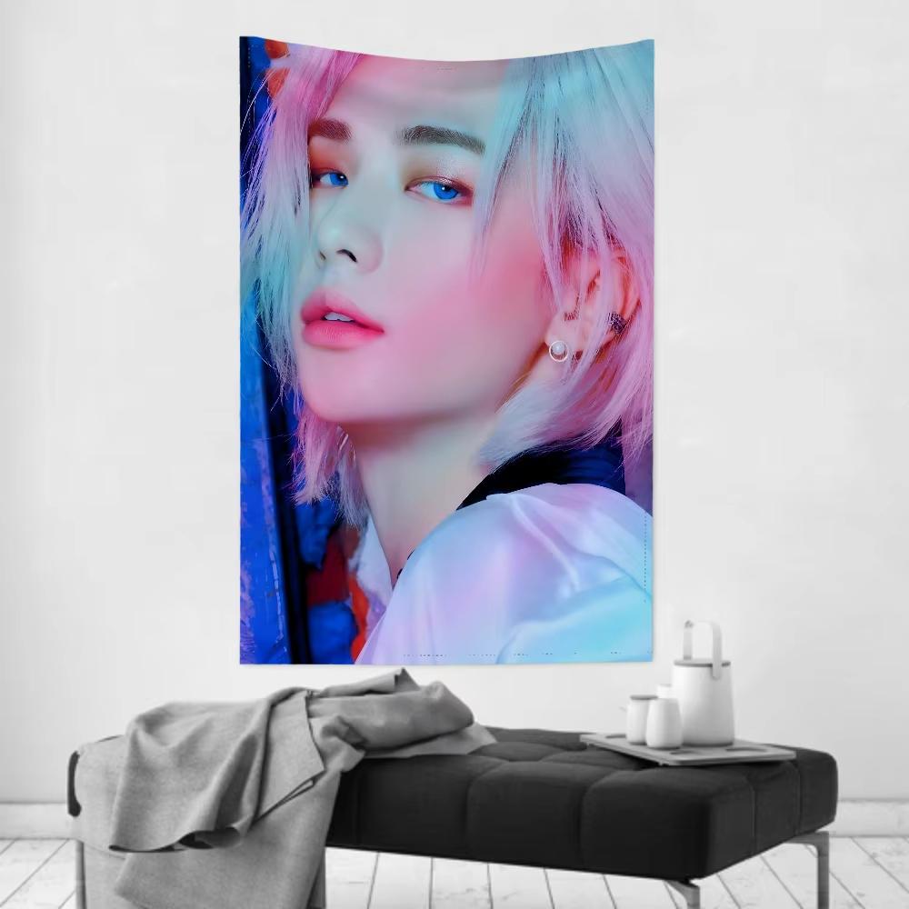 1Pc Hyunjin Tapestry Room Decor Wall Cloth Party Hanging Background Room Decor Baby Room
