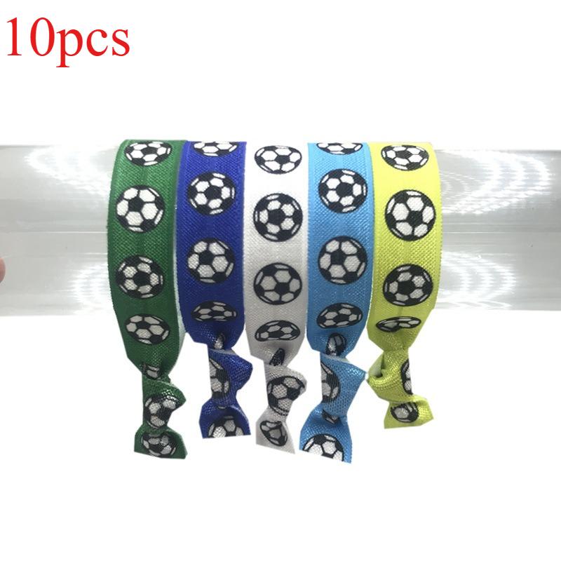 10pcs Football Printing Sports Headband Knotted Hair Tie Ball Game Commemorative Wrist Strap Gift American Football