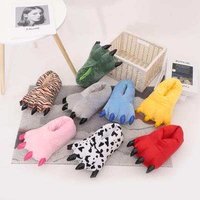 Funny Cat Paw Plush Indoor Slippers with Claws – Thick Cotton for Couples
