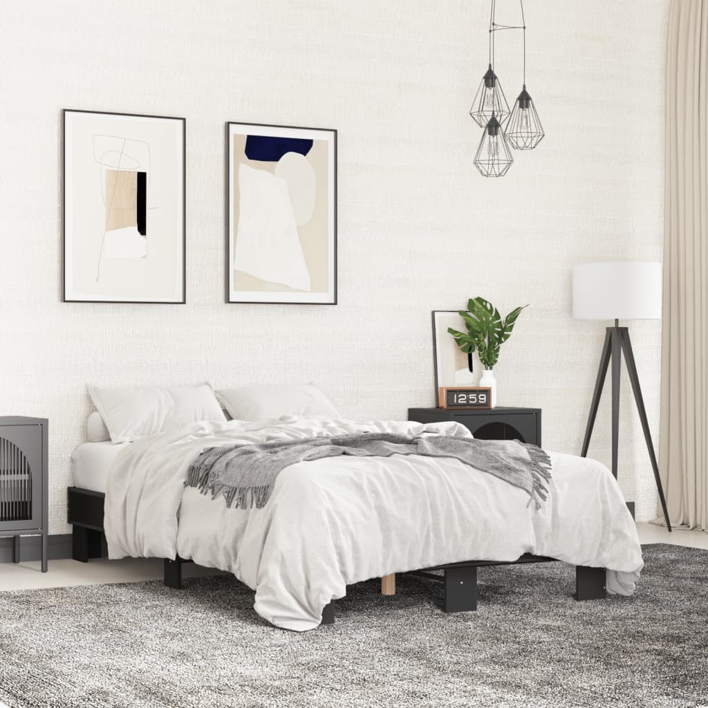 Bed Frame Black 120 x 200 cm Particleboard and Metal
