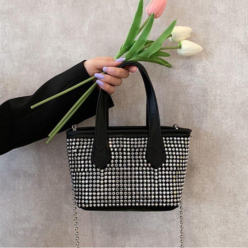 Genți de mână de designer de lux pentru femei, geantă cu lanț, geantă de umăr, geantă de mesager, vară 2022, genți crossbody cu incrustație de diamante din piele PU