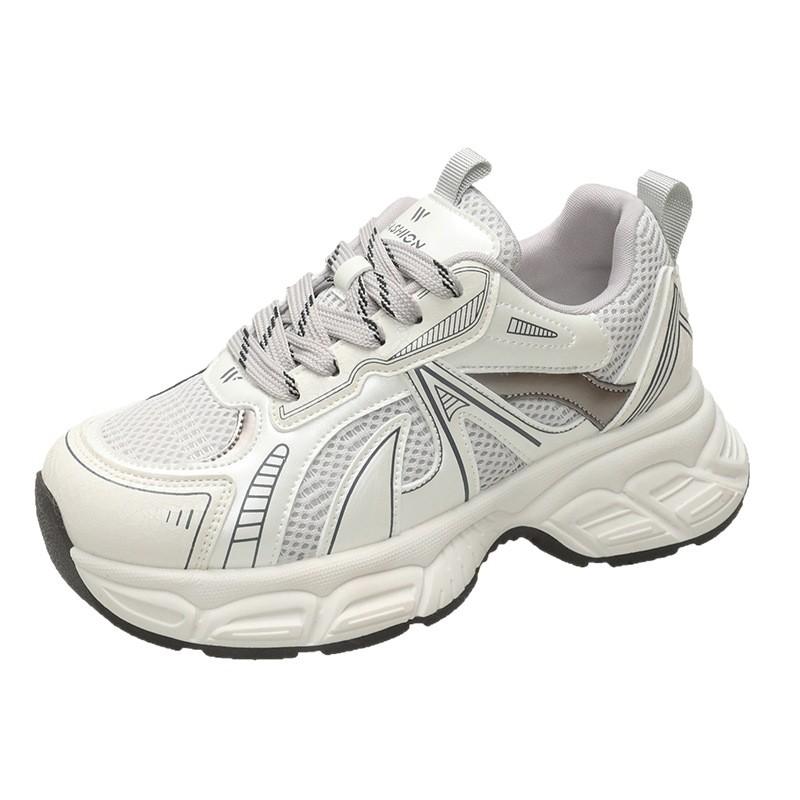 Platform Dad Shoes Women's Spring 2025 New Versatile Sports Shoes Breathable Mesh Small Height Increase Casual Shoes