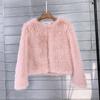 Großgröße Damen Kurzmantel aus Kunstpelz Rundhalsausschnitt Langarm Street Style Oberbekleidung in Weiß Beige Schwarz Grau Rosa Lila