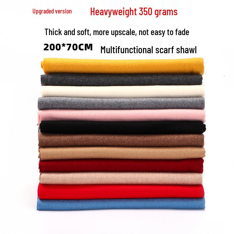 Cashmere Wool Scarf - Thick, Solid Color, Unisex, Versatile, Korean Style for Autumn/Winter.