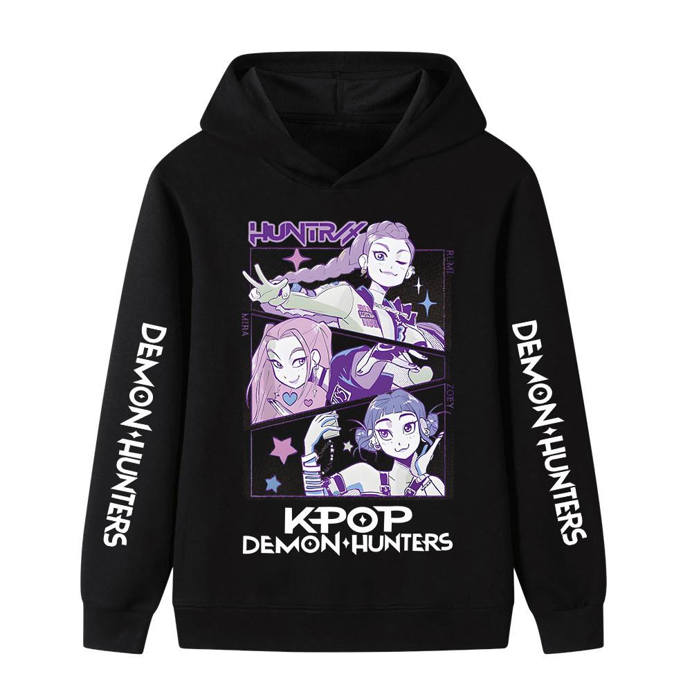 B1198XX Kids Boys Girls Kpop Rumi Zoey Mira Huntrix Print Long Sleeves Hoodie