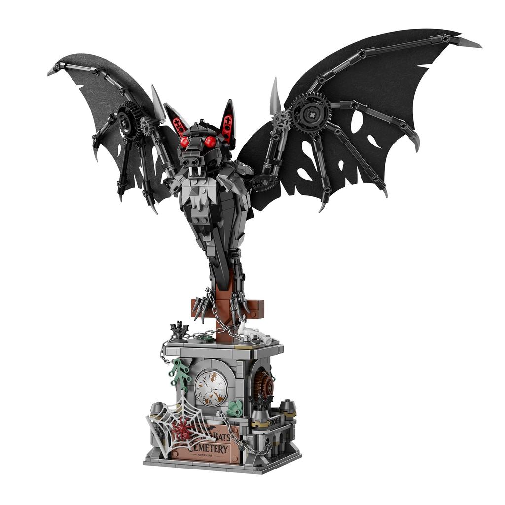 928PCS Gothic Dark Bat Building Blocks,Highly Restored Animal Shape,Day of the Dead Decor,Assembly Bricks DIY Toy Halloween Gift