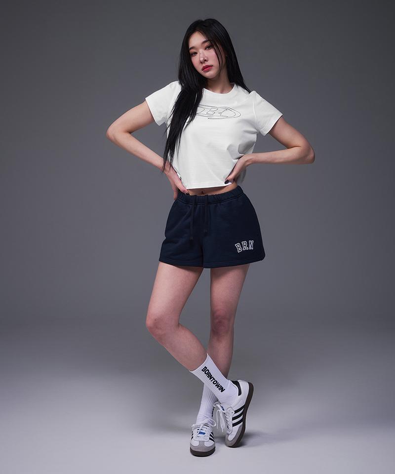 BORN TO WIN W Stitch Logo Regular Fit T-Shirts [White]