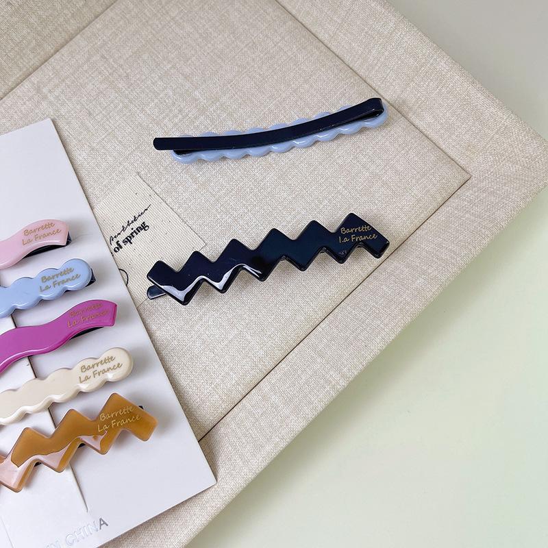 New Macaron Acetate Hairpin Cute Candy-Colored Wavy Bangs Girly Makeup Styling Hairpin Hair Accessories