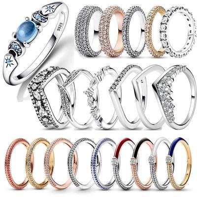 New 925 Silver Rings Stackable Infinite Heart Red Enamel for Women Mom Original Silver 925 Wedding Ring Jewelry Gift