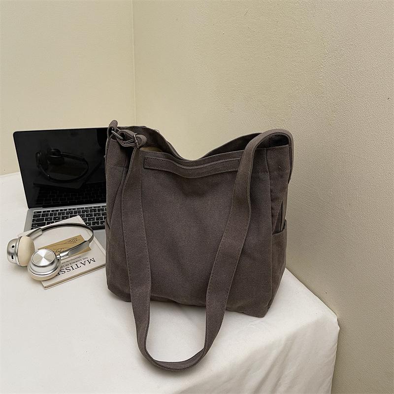 Casual Large-capacity Canvas Bag Women's 2025 New Simple Tote Bag Versatile Shoulder Messenger Bag One Piece Delivery