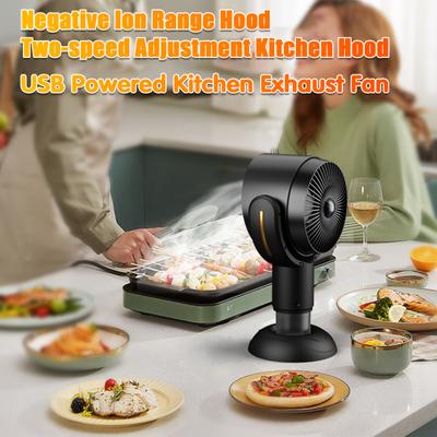 Desktop Range Hood USB Powered Negative Ion Mini Portable Exhaust Fan 5v 8w Two-Speed Adjustment Fume Extractor for Apartment Kitchen Tabletop Use