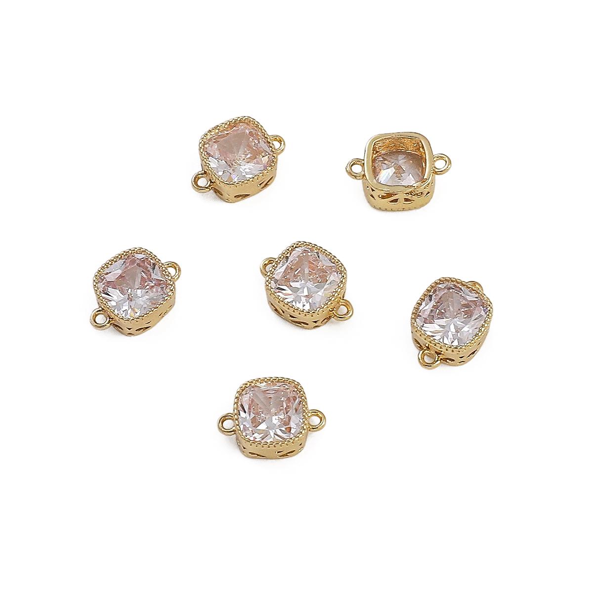 

1 шт./пакет із золотом, міддю, цирконом, інкрустованим квадратним подвійним підвісним шармом для аксесуарів для виготовлення ювелірних виробів своїми руками білий