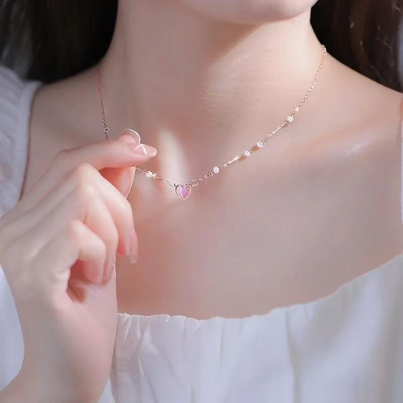 Sterling Silver Pearl Heart Necklace for Women - Niche Design, Versatile High-End Feel, Clavicle Chain