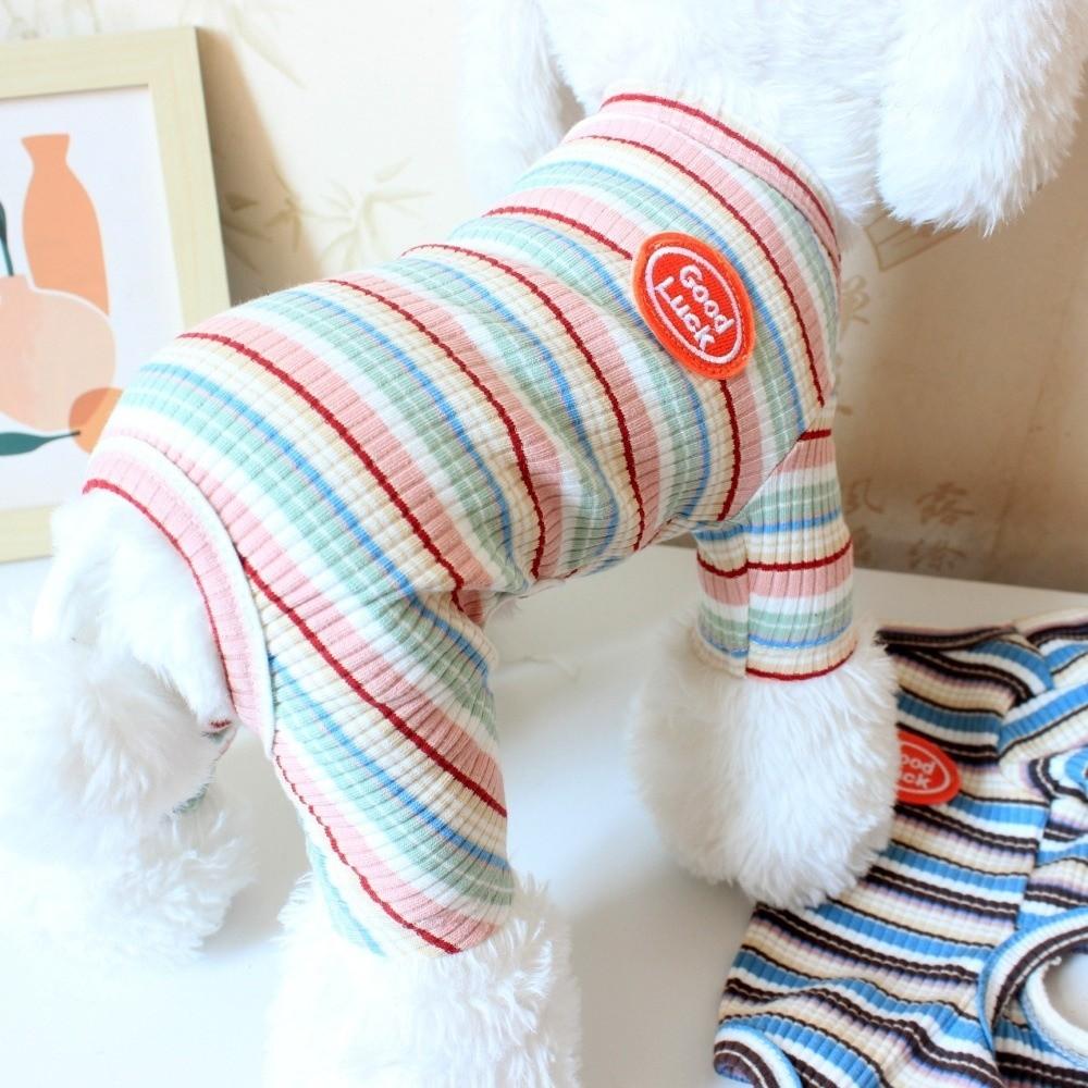 Colorful Stripes Dog Jumpsuits Cute Soft Puppy Rompers Fashion Dog Clothes