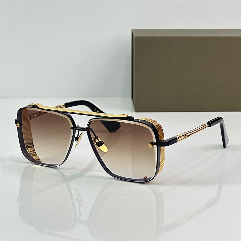 Men's Luxury Black Gold Diamond Cut Pilot Sunglasses Limited Edition Top Quality Hand Craft Double Bridge Alloy Solar Glasses