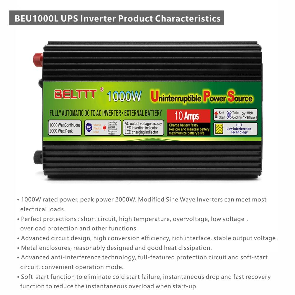 Free Shipping Dc12v To Ac 220v 230v 1000W UPS Power Inverter with Battery Charger