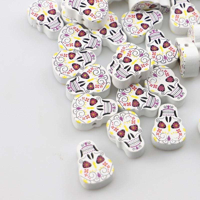 10 Pcs Craft Wood Beads Halloween Beads Polished Round Beads for Jewelry Making