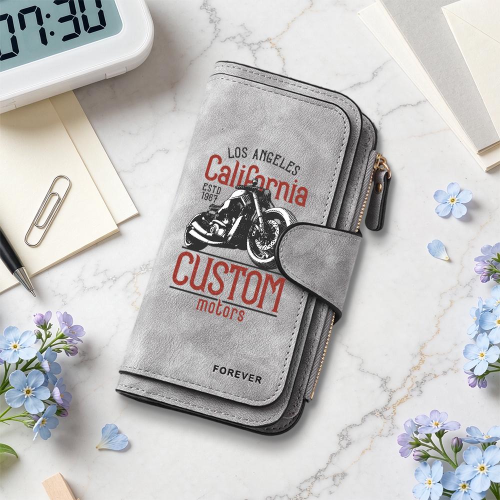 Men's Biker Style Long Wallet Fashion Vintage Card Holder Casual Purse