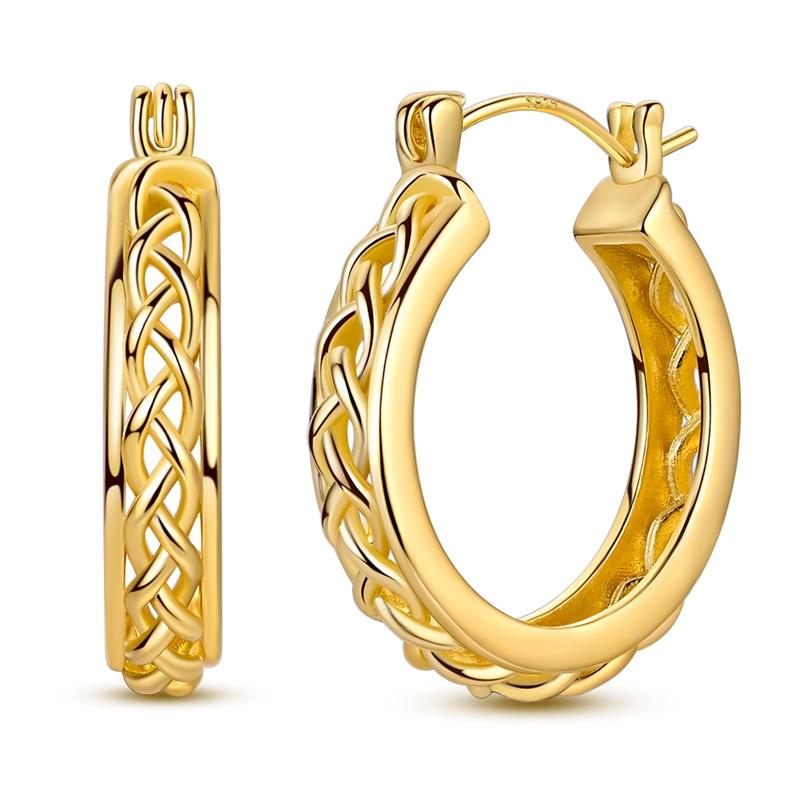 Brincos de Argola Originais em Prata 925 Brilhantes Enrolados Tecidos para Mulher Acessórios de Joalharia de Moda de Alta Qualidade
