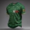 Men's National Team Support T Shirt Mexico Soccer Fan Jersey Short Sleeve Casual Football Top with Printed Design and Flag Patch