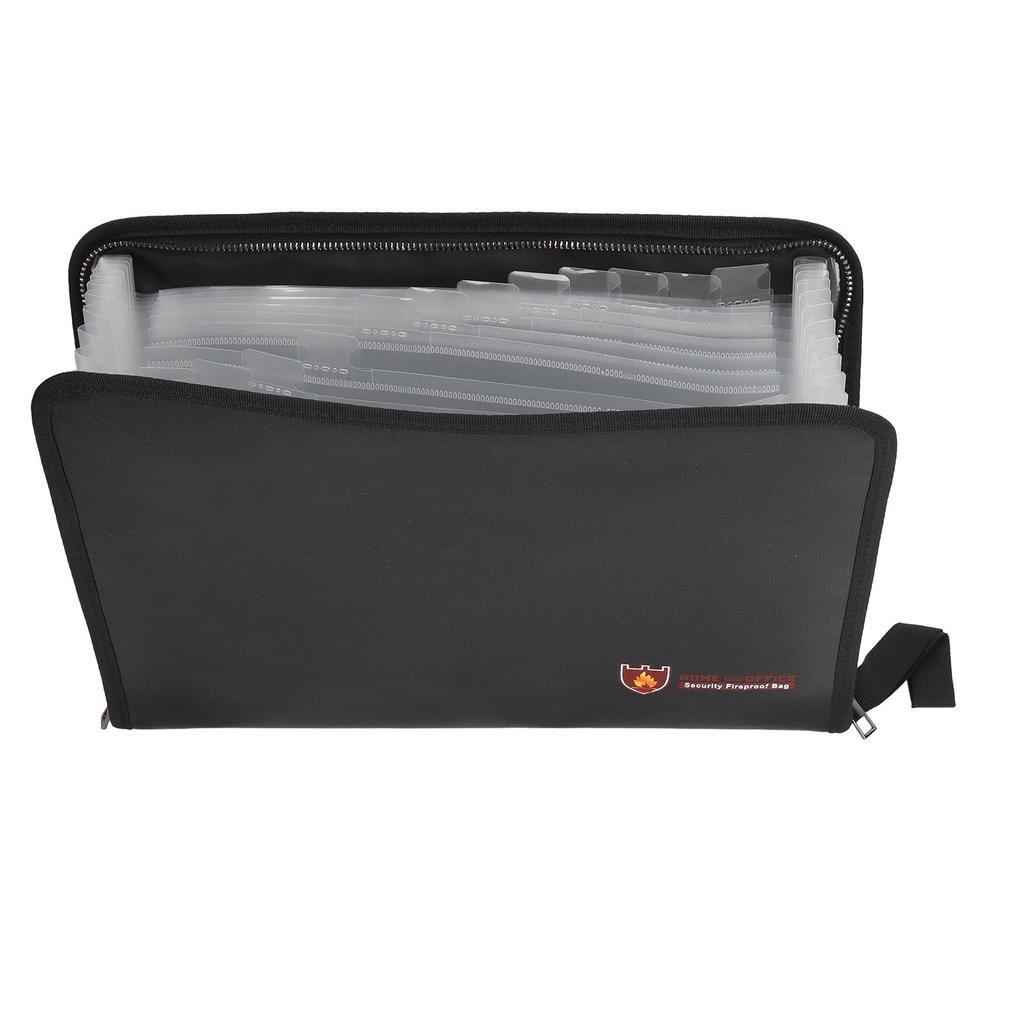 Fireproof File Folder Large Capacity 13 Layers Transparent Plastic Inner Pages Waterproof Document Holder for Office