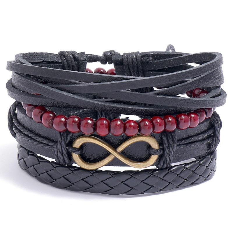 ZORCVENS Classic Hand-Woven Leather Bracelet Multilayer Men Bracelets Punk Beads Bangle for Friend Charm Jewelry Gifts