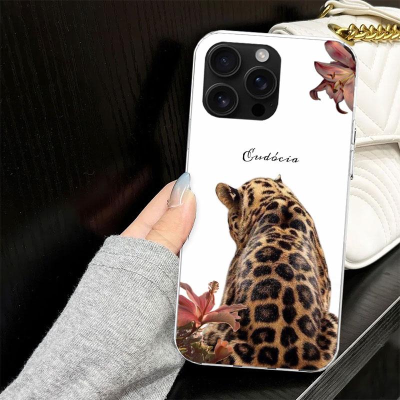 Pink Leopard Print Case for iPhone 13 12 Mini 11 Pro Max Soft Phone Cover X XS XR 7 SE 8 Plus 6 6S 5 5S Silicone Black Capa