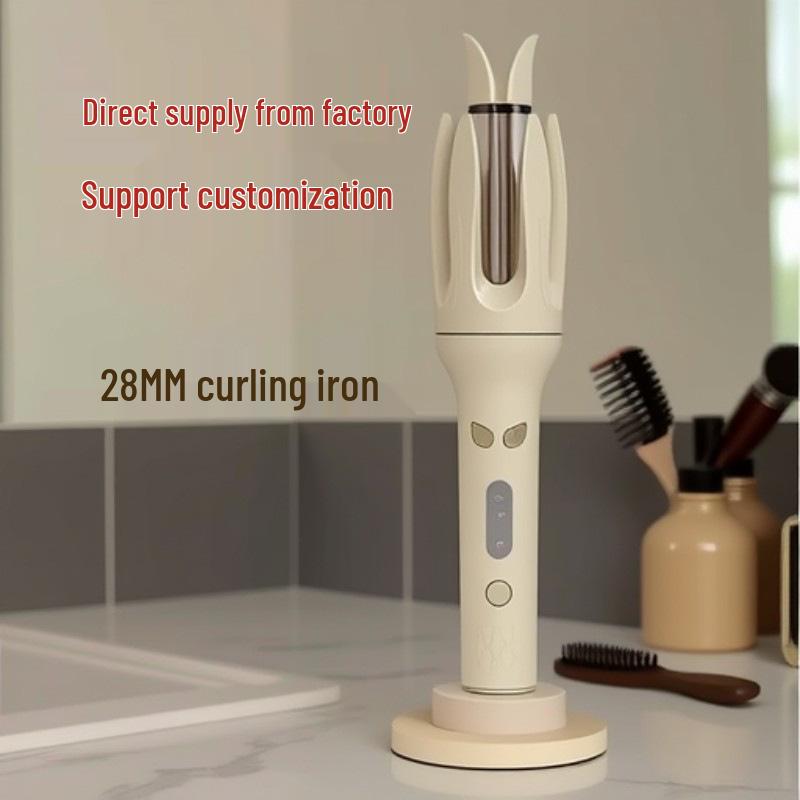 28mm Automatic Curling Iron with Beep Alert, Negative Ion Technology for Long-lasting Large Curls & Waves. Purple [US Plug]