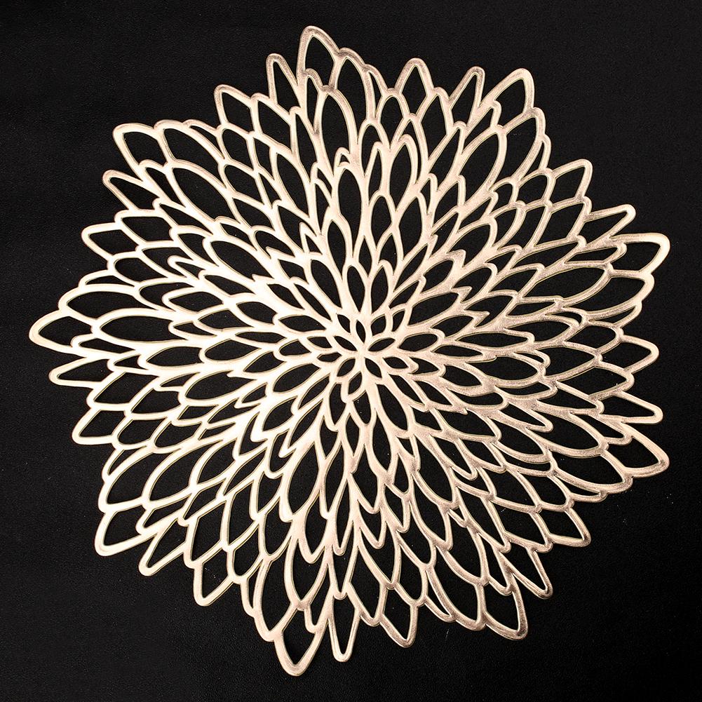 PVC Placemats Metallic Glitter Vinyl Dinning Table Mats Hollow Out Leaf Placemats For Thanksgiving Christmas Holiday Decorative