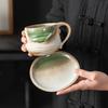 Handmade Retro Ceramic Coffee Cup and Saucer Set - Creative, Simple Design