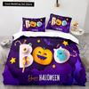 Halloween Boo King Queen Duvet Cover Cartoon Eyes Bedding Set for Kids Teens Adults Little Monster Ghost Polyester Quilt Cover