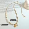 Handmade Heart Pendant Necklace with Faux Pearl & Gold-Plated Titanium Steel for Women's Fashion
