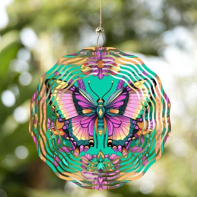 10 Zoll Metall Schmetterling Windspiel Duale Drehrichtung mit Haken Keine Batterie benötigt Perfekt für Garten Hof Dekoration Geschenk für Familie Freunde