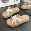 Muffin thick-soled cool slippers women's summer new fashion outer wear sandals pearl cross with beach slippers