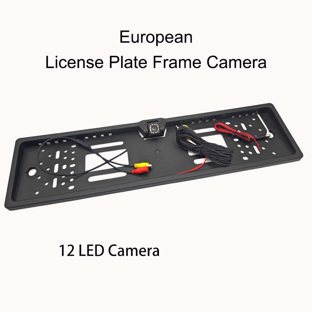 4/8/12LED European License Plate Rearview Camera Frame Reverse Backup Camera Night Vision for Truck Car SUV, Camper Pickup