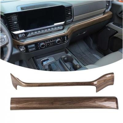 Wood Grain Middle Console Cover Dashboard Decor Trims For Chevy Silverado +