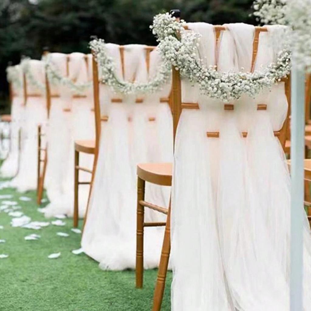 Chiffon Chair Sash Wedding Party Supplies Wedding Aisle Decorations Party Banquet Event Baby Shower Chair Decor Party Decoration